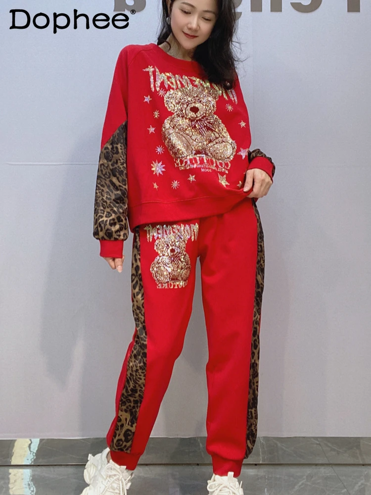 Women's Cartoon Sports Suit High-end Casual Pant Sets Female Leopard Print Splicing Long-sleeved Top and Trousers Two-piece Sets
Women's Cartoon Sports Suit High-end Casual Pant Sets Female Leopard Print Splicing Long-sleeved Top and Trousers Two-piece Sets