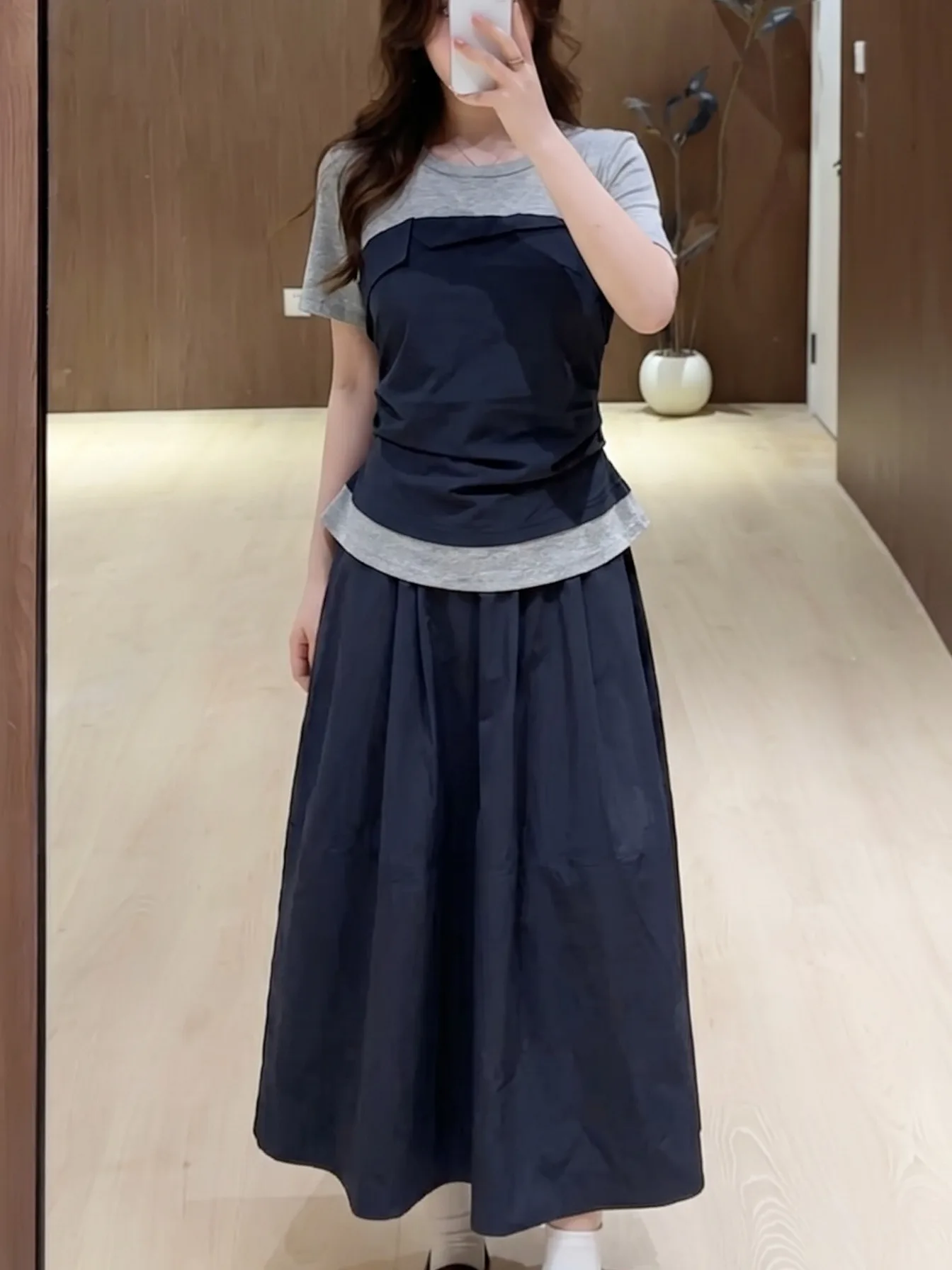 Loose plus Size Blue Set Short Sleeve Women's Fashion Summer Outfit A-Line Skirt round Neck Commute Style Korean Version
Loose plus Size Blue Set Short Sleeve Women's Fashion Summer Outfit A-Line Skirt round Neck Commute Style Korean Version