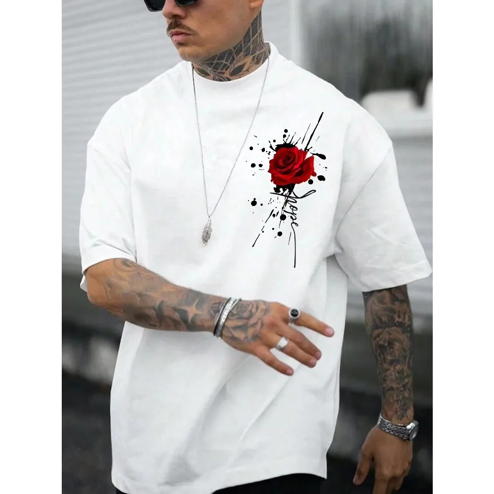 Rose Men's Cotton T-Shirt Luxury Fashion Large Size Top Casual Street Clothing Classic Printing New Products
Rose Men's Cotton T-Shirt Luxury Fashion Large Size Top Casual Street Clothing Classic Printing New Products