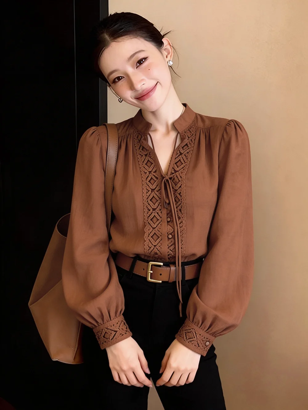 Elegant Short Sleeve Shirt Chic Brown Color Premium Quality Early Autumn Fashion Ladies' Premium Shirt Stylish Top
Elegant Short Sleeve Shirt Chic Brown Color Premium Quality Early Autumn Fashion Ladies' Premium Shirt Stylish Top