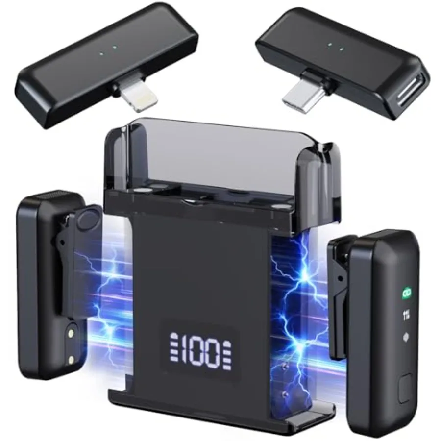 Wireless Microphone for iPhone iPad Android 2 TX + 2 RX + Charging Case Mini Wireless Lavalier Mic with Noise Cancellation 20H
Wireless Microphone for iPhone iPad Android 2 TX + 2 RX + Charging Case Mini Wireless Lavalier Mic with Noise Cancellation 20H