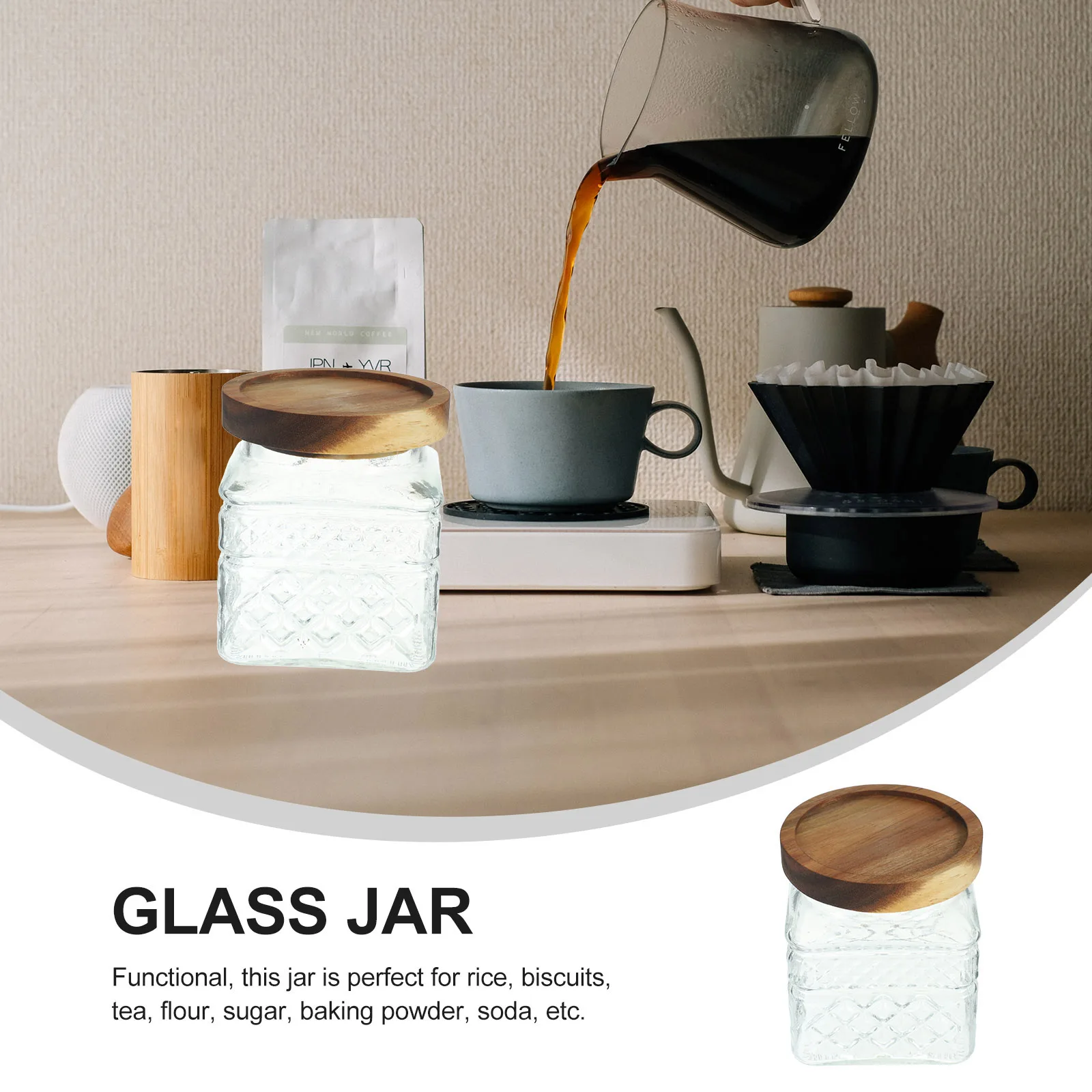 Airtight Storage Jar 800ml Square Glass Canister Wooden Lid Kitchen Food Container Sealing Cereal Tea Coffee Storage
Airtight Storage Jar 800ml Square Glass Canister Wooden Lid Kitchen Food Container Sealing Cereal Tea Coffee Storage