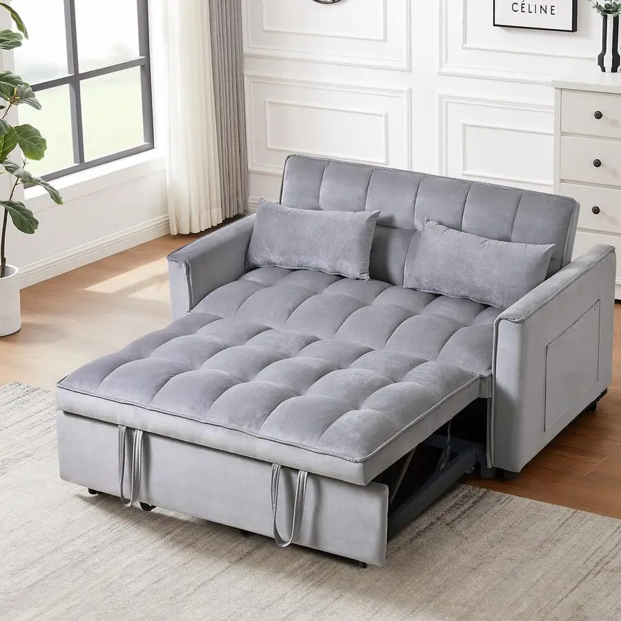 3 in 1 Convertible Sleeper Sofa Bed, 52.75 Inch Loveseat Sleeper Sofa Pull Out Couch with 2 Pillows, Side Pocket fo Customizable
3 in 1 Convertible Sleeper Sofa Bed, 52.75 Inch Loveseat Sleeper Sofa Pull Out Couch with 2 Pillows, Side Pocket fo Customizable