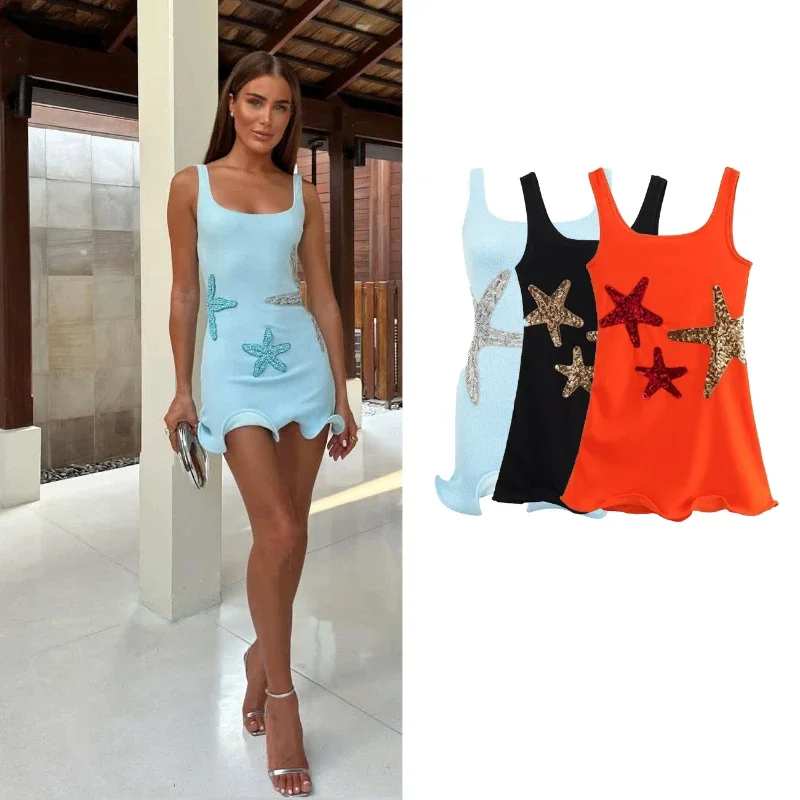 Sexy Sequins Mini Dress Women Fashion Star Decoration Backless Sleeveless Slim Bodycon Summer New Female Beach Party Dresses
Sexy Sequins Mini Dress Women Fashion Star Decoration Backless Sleeveless Slim Bodycon Summer New Female Beach Party Dresses