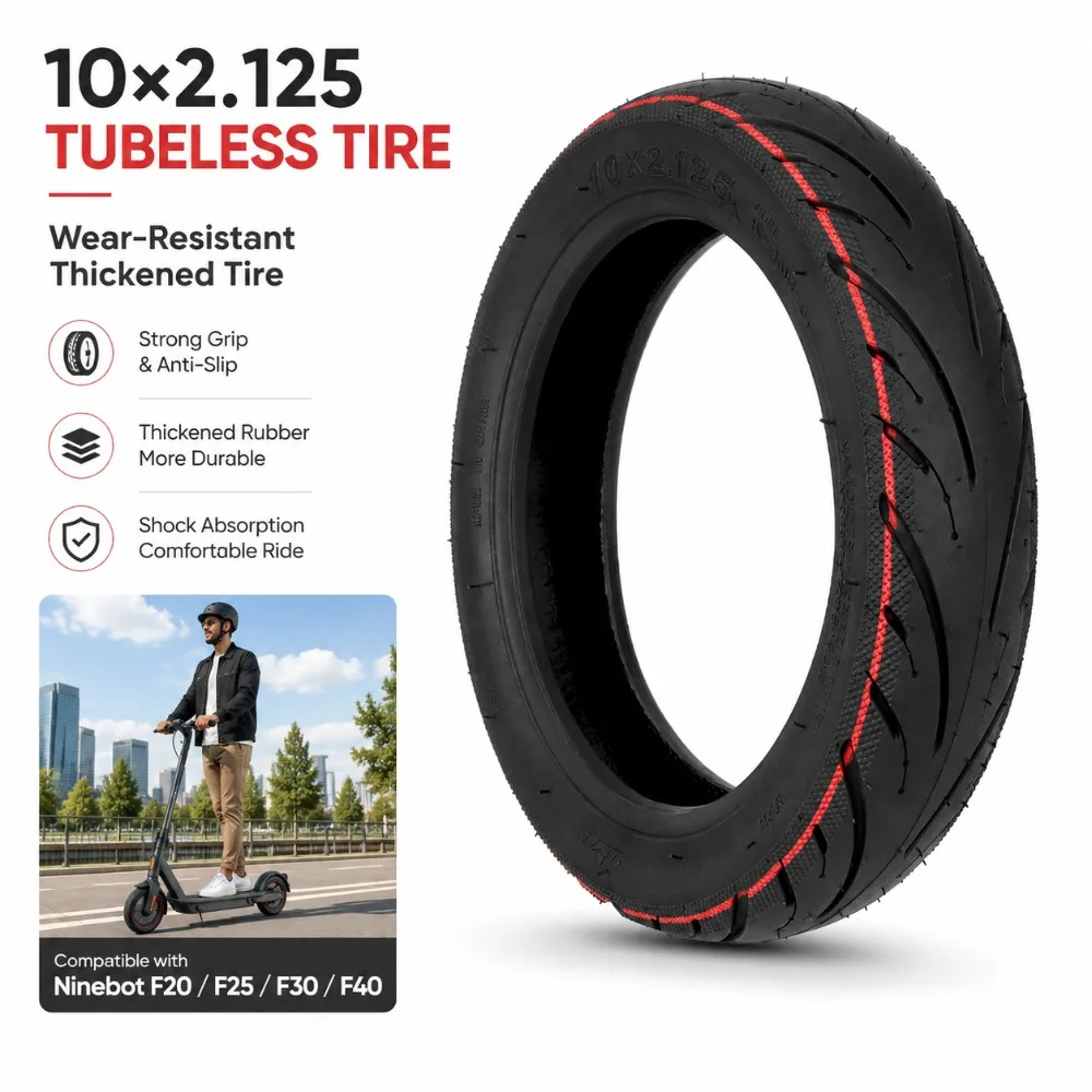 10 * 2.125 Road Vacuum Tire Suitable for Ninebot F20/F25/F30/F40 E-Scooter 10 Inch Wear-resistant Universal Thick Vacuum Tire
10 * 2.125 Road Vacuum Tire Suitable for Ninebot F20/F25/F30/F40 E-Scooter 10 Inch Wear-resistant Universal Thick Vacuum Tire