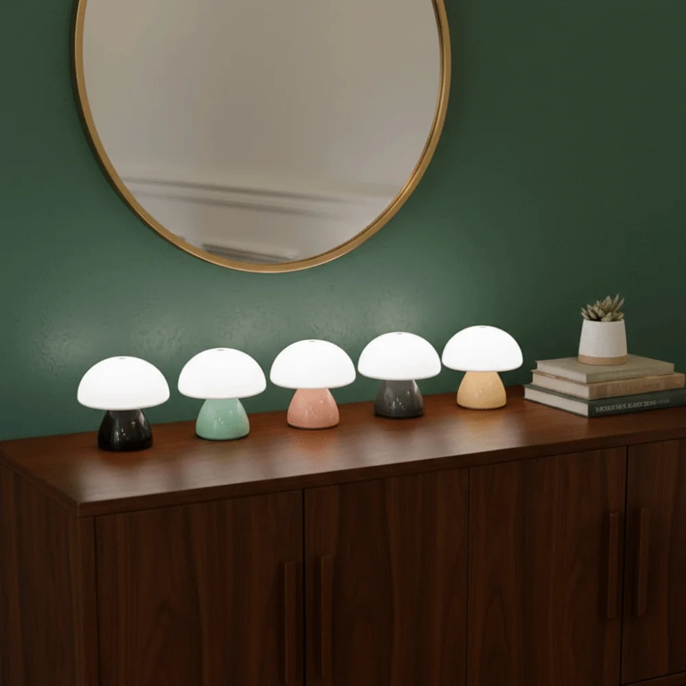 Warm White Lights Mushroom LED Table Lamp Dimmable Function Touch Control Touch Dimming Lamp LED Technology USB Charging Port
Warm White Lights Mushroom LED Table Lamp Dimmable Function Touch Control Touch Dimming Lamp LED Technology USB Charging Port