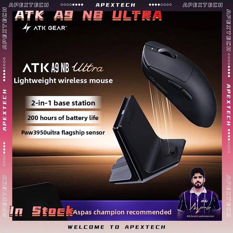 ATK Dragonfly A9 NB Ultra Wireless Gaming Mouse PAW3950 Ultra 8K Polling 53g Lightweight Ergonomic Esports Mouse for FPS Game
ATK Dragonfly A9 NB Ultra Wireless Gaming Mouse PAW3950 Ultra 8K Polling 53g Lightweight Ergonomic Esports Mouse for FPS Game