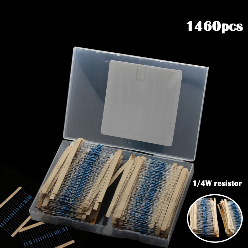 1460Pcs 1/4W carbon film resistor kit, 73 values × 20 pieces, circuit board soldering, DIY electronic project
1460Pcs 1/4W carbon film resistor kit, 73 values × 20 pieces, circuit board soldering, DIY electronic project
