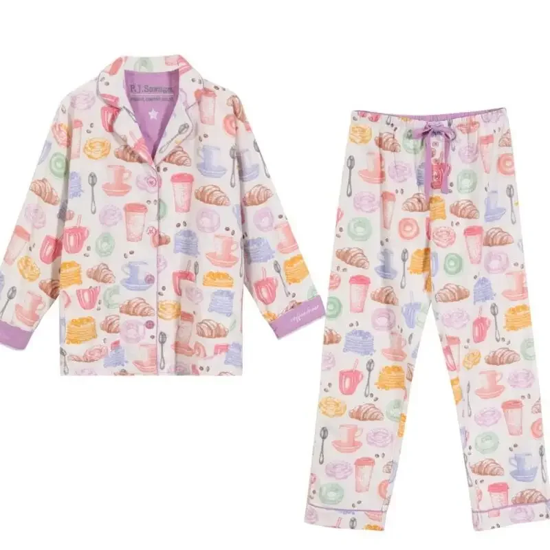 Cute Cartoon Sleepwear Long Sleeve Top Pant Soft Cotton Pajamas Suit 2Pcs Embroider Letter Homewear Lady Autumn Loungewear
Cute Cartoon Sleepwear Long Sleeve Top Pant Soft Cotton Pajamas Suit 2Pcs Embroider Letter Homewear Lady Autumn Loungewear