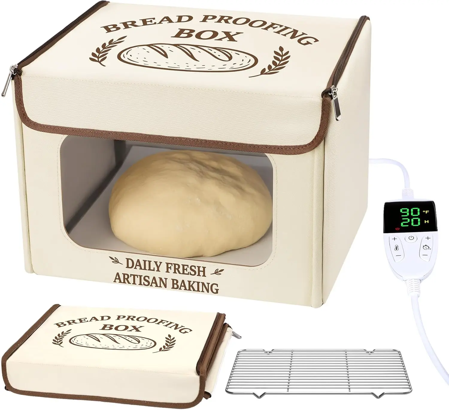Folding Bread Proofing Box with 70-131°F Temp Control & 99H Timer, Front-View Window Sourdough Proofer, Stainless Steel Rack for
Folding Bread Proofing Box with 70-131°F Temp Control & 99H Timer, Front-View Window Sourdough Proofer, Stainless Steel Rack for