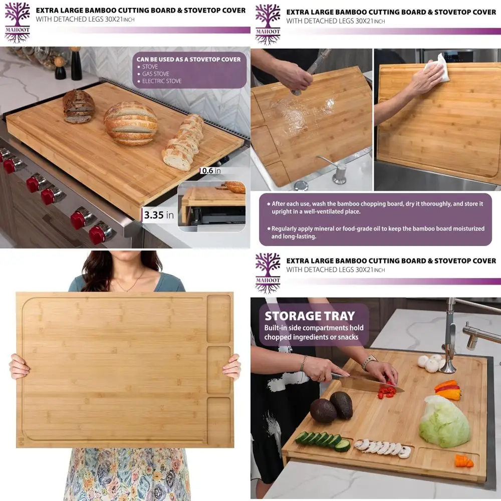Large Bamboo Noodle Board & Stove Lid with Legs, Juice Groove, 30x21 Inch Kitchen Serving Tray
Large Bamboo Noodle Board & Stove Lid with Legs, Juice Groove, 30x21 Inch Kitchen Serving Tray