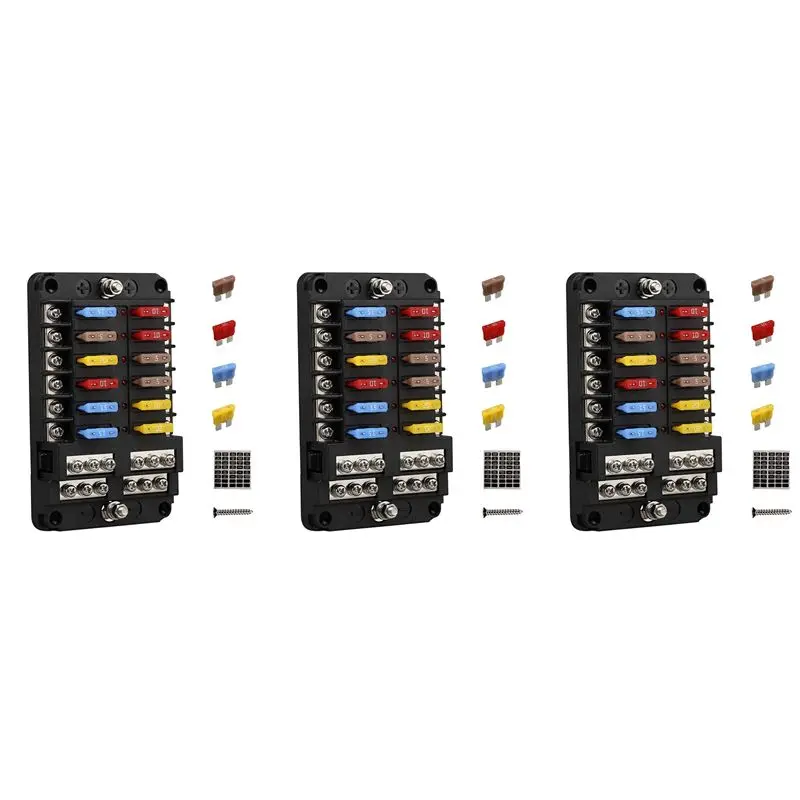 Leading-3X 12V 12 Way Marine Fuse Block Fuse Panel With Ground & 12 Volt Fuse Box For Car Automotive Boat RV RZR
Leading-3X 12V 12 Way Marine Fuse Block Fuse Panel With Ground & 12 Volt Fuse Box For Car Automotive Boat RV RZR