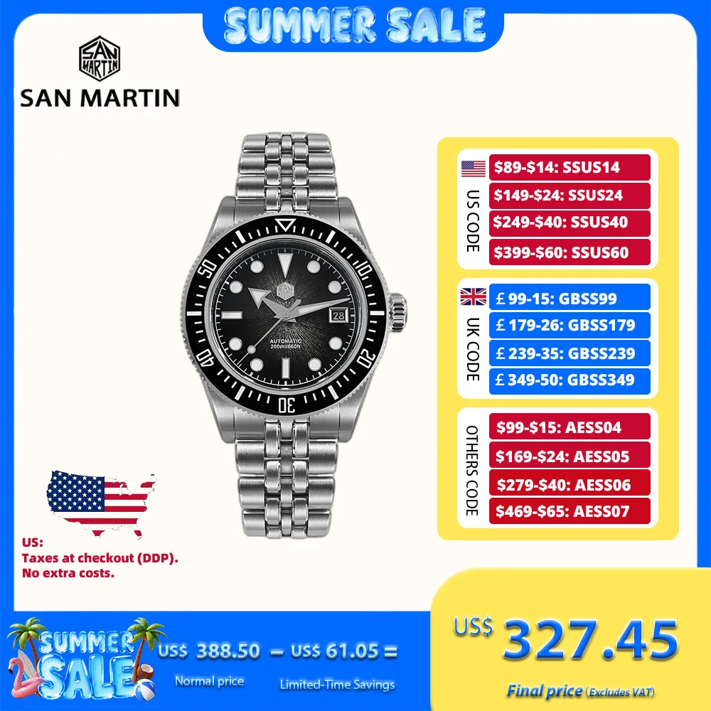 San Martin 37.5/40mm 9015 Enamel Sunburst JianZhan Dial Automatic Diving Watch For Men BGW-X1 Luminous Sapphire 20Bar SN0148G(X)
San Martin 37.5/40mm 9015 Enamel Sunburst JianZhan Dial Automatic Diving Watch For Men BGW-X1 Luminous Sapphire 20Bar SN0148G(X)