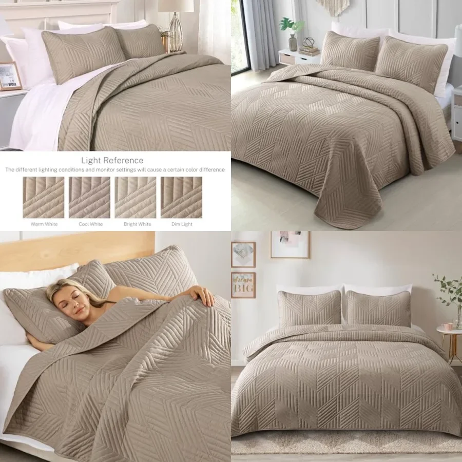 Ultrasonic King Quilt Bedding Set, Lightweight Bedspreads Soft Modern Geometric Coverlet Set for All Seasons 1 Quilt and 2 Pill
Ultrasonic King Quilt Bedding Set, Lightweight Bedspreads Soft Modern Geometric Coverlet Set for All Seasons 1 Quilt and 2 Pill