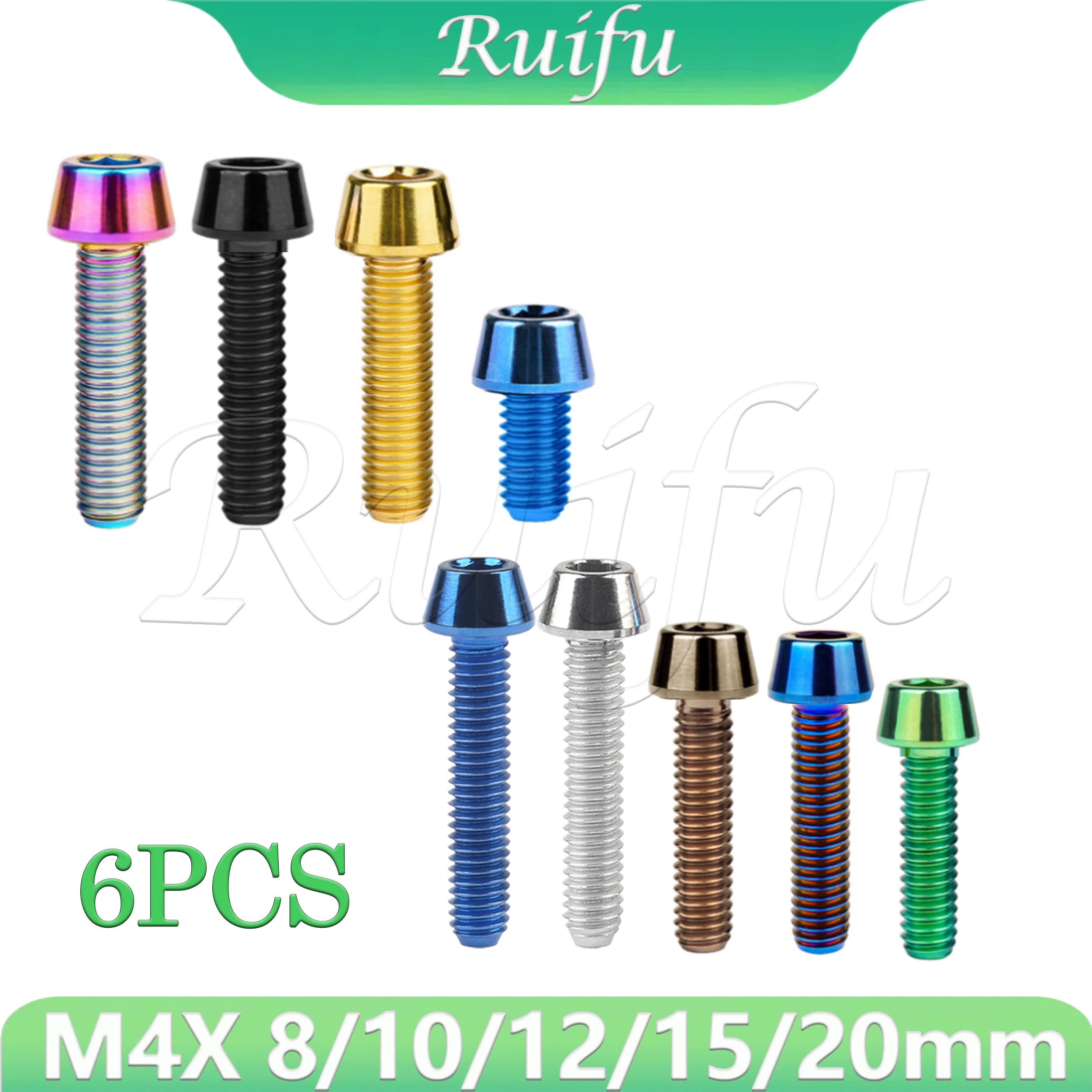 Ruifu Titanium Bolt 6PCS M4x8 10 12 15 20mm Taper Hex Allen Head Screw for Bike Ti Alloy Fasteners
Ruifu Titanium Bolt 6PCS M4x8 10 12 15 20mm Taper Hex Allen Head Screw for Bike Ti Alloy Fasteners