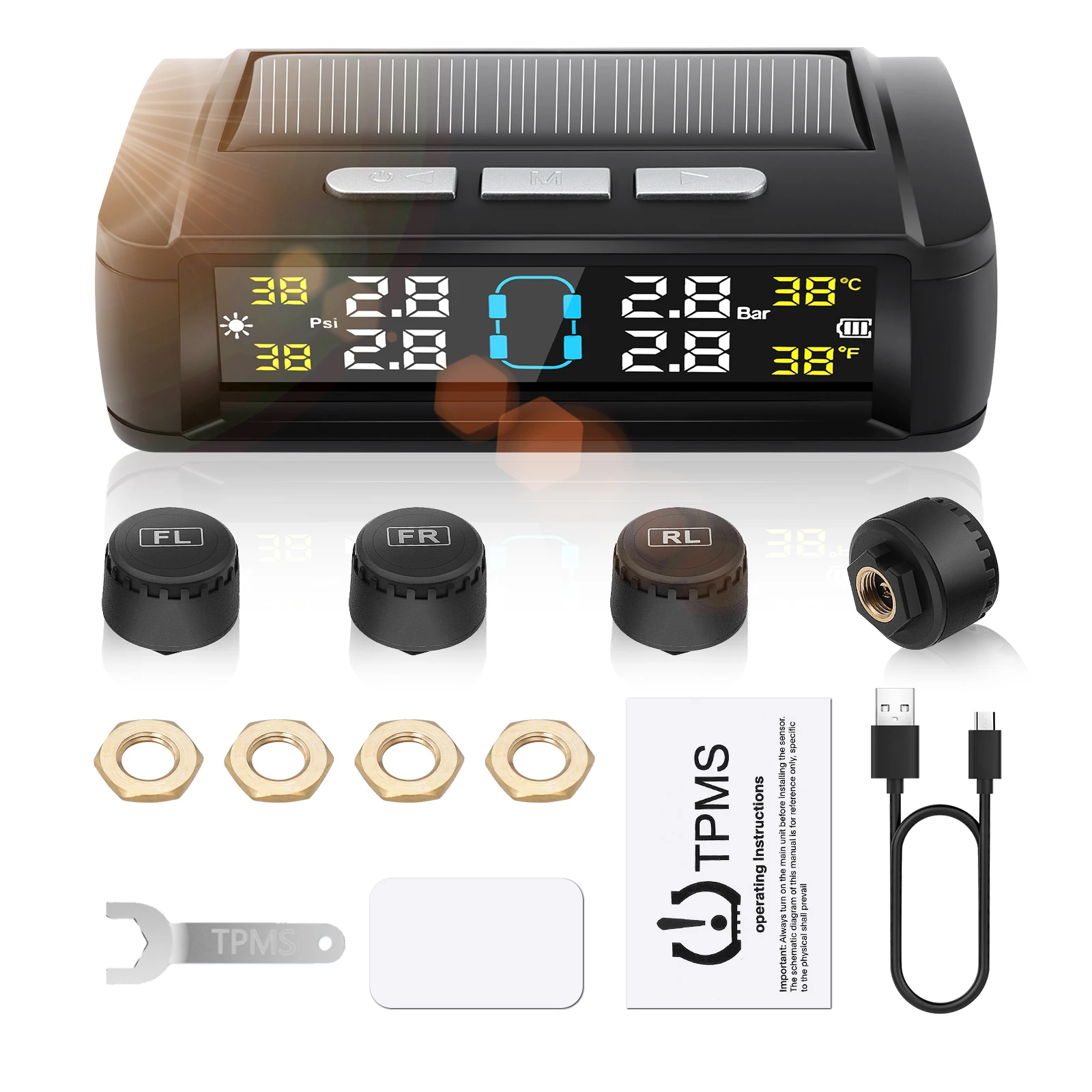 Solar Power TPMS Car Tire Pressure Alarm Monitor Intelligent Auto Security Alarm Digital Tyre Pressure Temperature Warning
Solar Power TPMS Car Tire Pressure Alarm Monitor Intelligent Auto Security Alarm Digital Tyre Pressure Temperature Warning