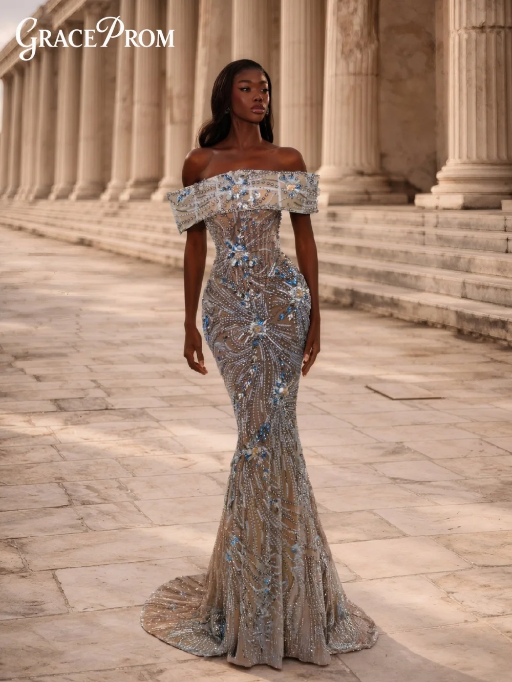 Dazzling Off Shoulder Evening Gown Timeless Faded Baby Blue Rhinestone Bead Mermaid Party Dress For Wedding Guests فساتين سهرة
Dazzling Off Shoulder Evening Gown Timeless Faded Baby Blue Rhinestone Bead Mermaid Party Dress For Wedding Guests فساتين سهرة