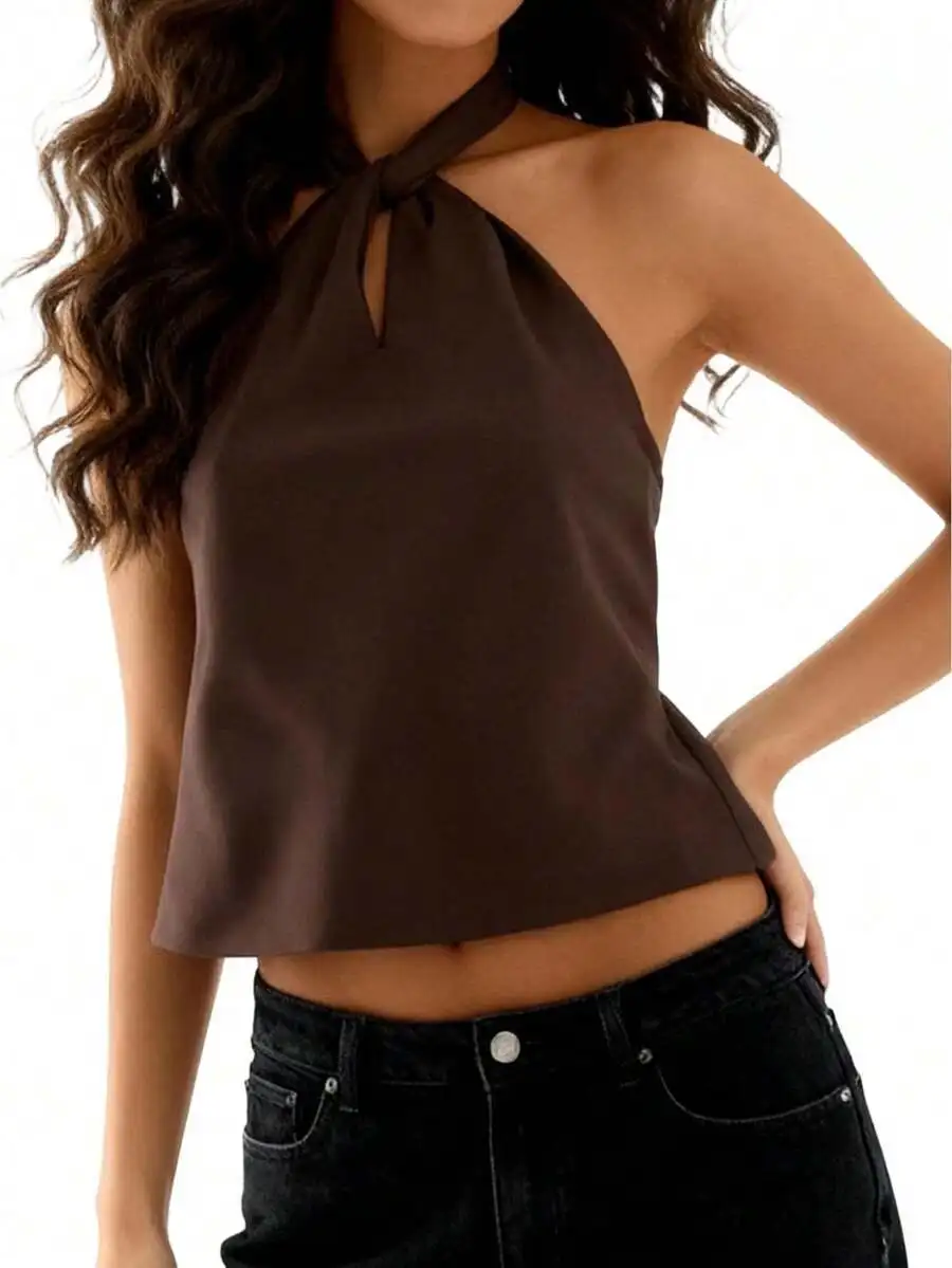 Womens Halter Neck Sleeveless Cropped Tank Top Solid Color Casual Streetwear
Womens Halter Neck Sleeveless Cropped Tank Top Solid Color Casual Streetwear