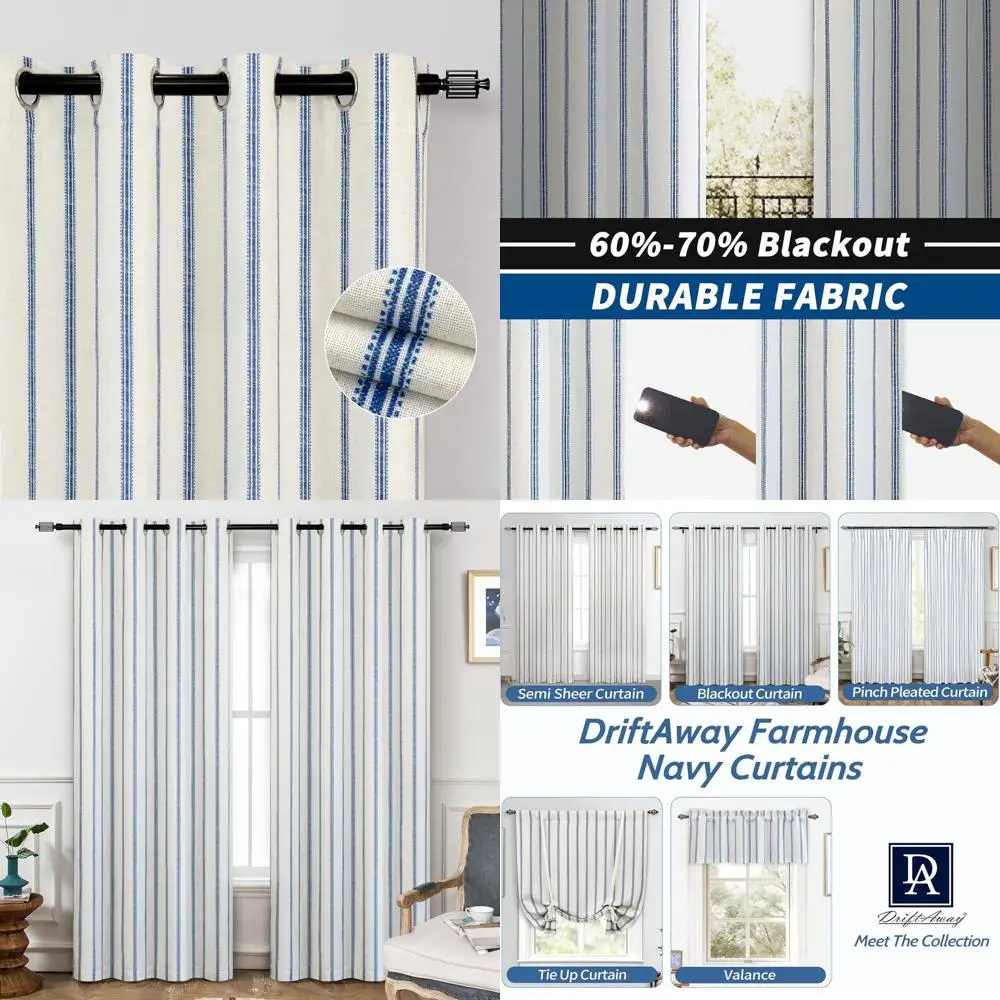 Navy Striped Linen Blend Blackout Curtains, 96 Length, 2 Panels, W52 x L96, for Bedroom and Living Room
Navy Striped Linen Blend Blackout Curtains, 96 Length, 2 Panels, W52 x L96, for Bedroom and Living Room
