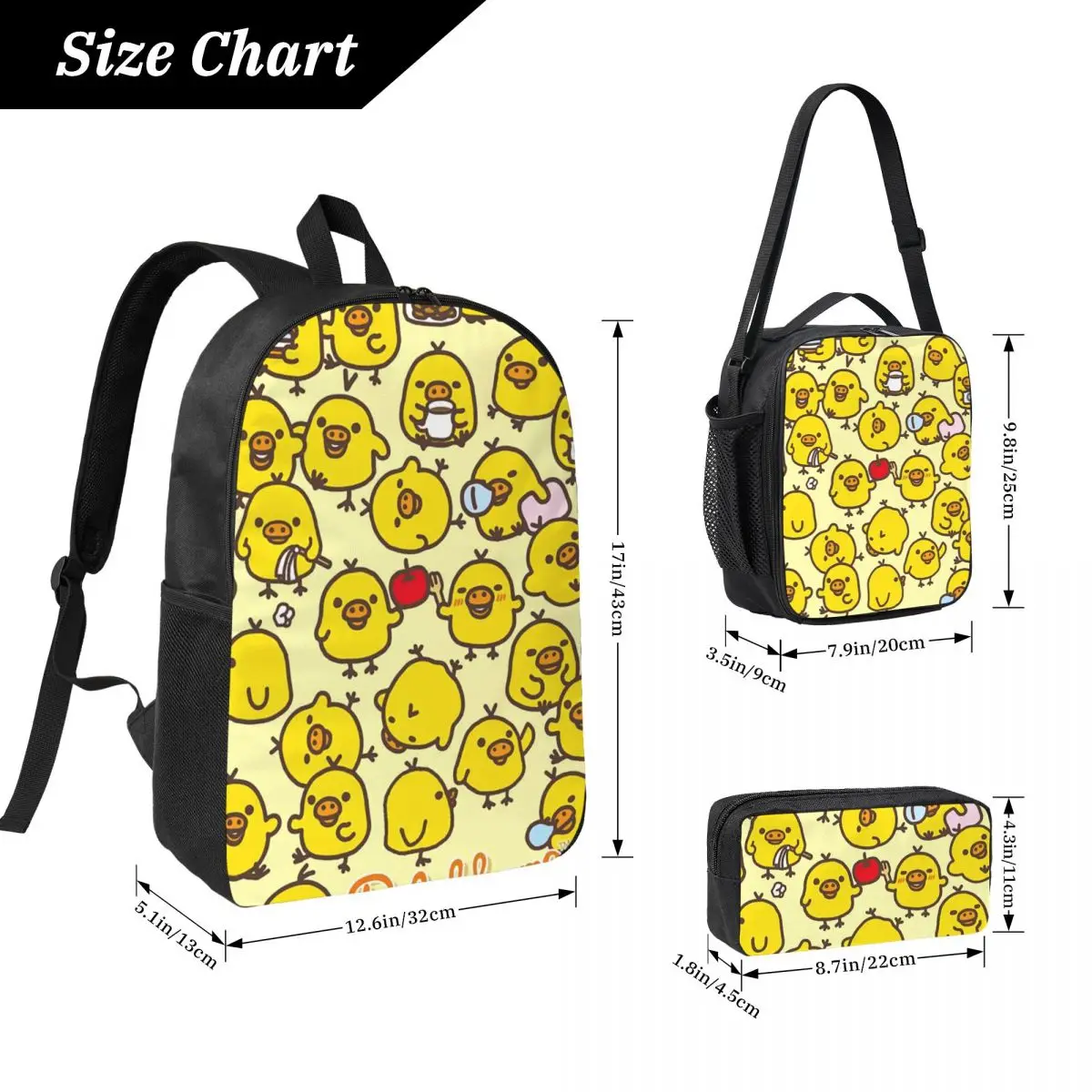 Cute Kiiroitori Pattern Rilakkuma Backpack Boys Girl BookBag School Bag Laptop Shoulder Bags 3ps Insulated Lunch Bag Pencil Case
Cute Kiiroitori Pattern Rilakkuma Backpack Boys Girl BookBag School Bag Laptop Shoulder Bags 3ps Insulated Lunch Bag Pencil Case