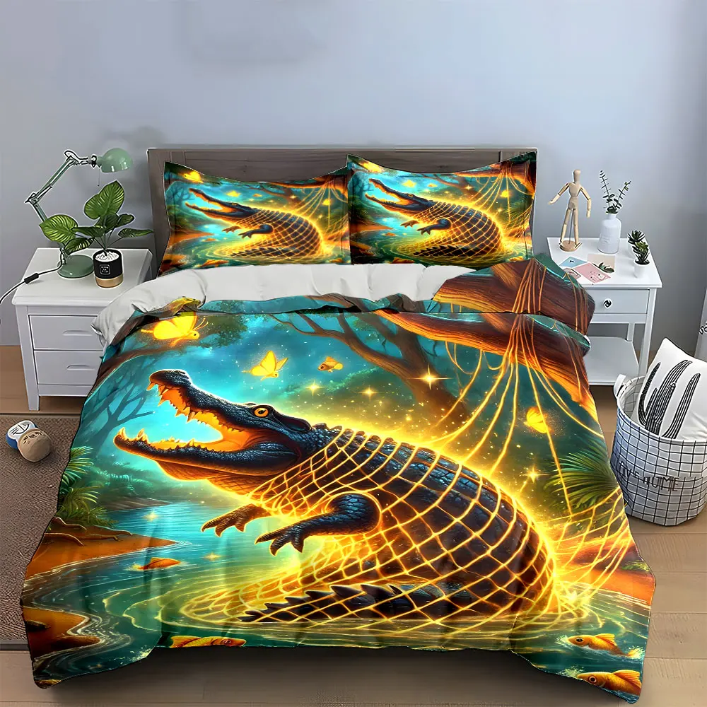 Golden Jungle Crocodile Decoration Set Soft Skin-Friendly Bedding Set Includes 1 Duvet Cover And 2 Pillowcase, Gift
Golden Jungle Crocodile Decoration Set Soft Skin-Friendly Bedding Set Includes 1 Duvet Cover And 2 Pillowcase, Gift