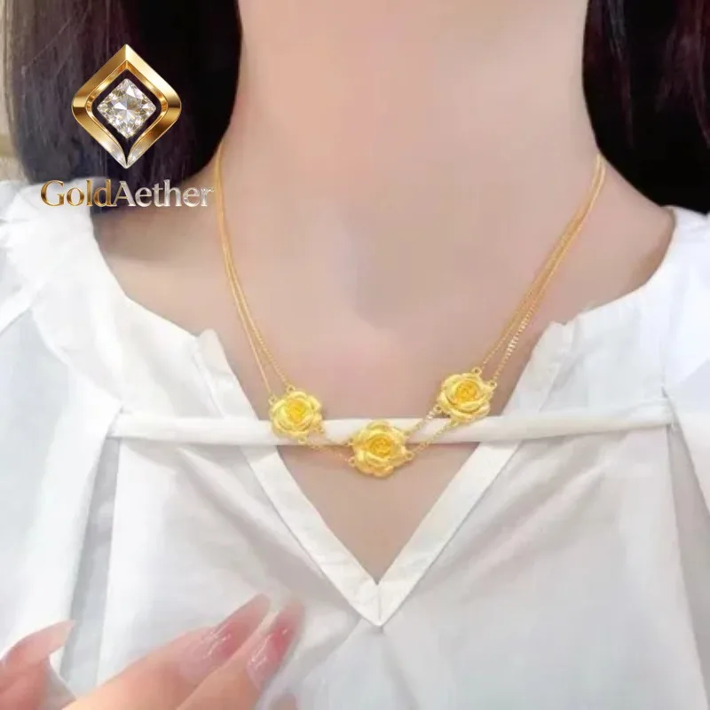 GoldNouveau Luxury 24K 9999 Pure Gold real gold Women's Rose Necklace All-match Double-layer Necklace
GoldNouveau Luxury 24K 9999 Pure Gold real gold Women's Rose Necklace All-match Double-layer Necklace