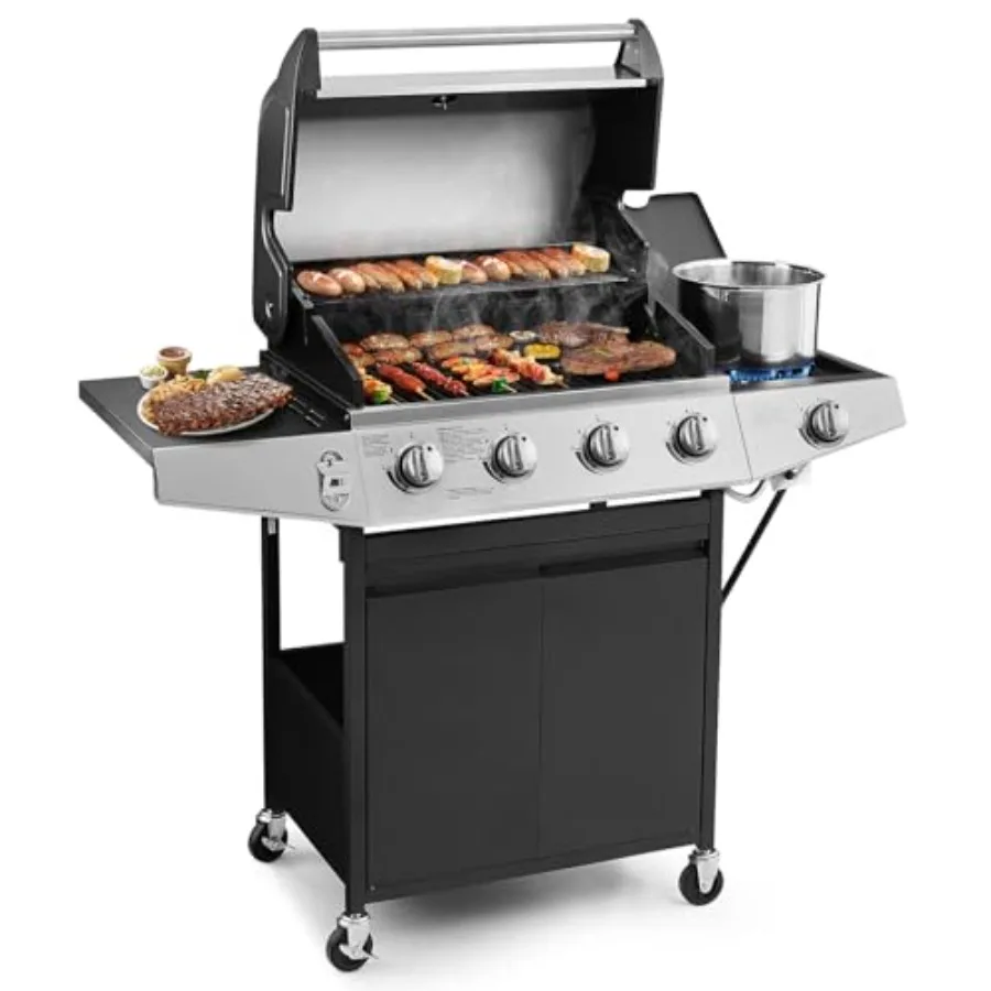 4 Burners Gas Grill with Side Burner Propane Grill with Wheels and Storage Outdoor Gas BBQ with Oil Tray and Thermometer for Pa
4 Burners Gas Grill with Side Burner Propane Grill with Wheels and Storage Outdoor Gas BBQ with Oil Tray and Thermometer for Pa