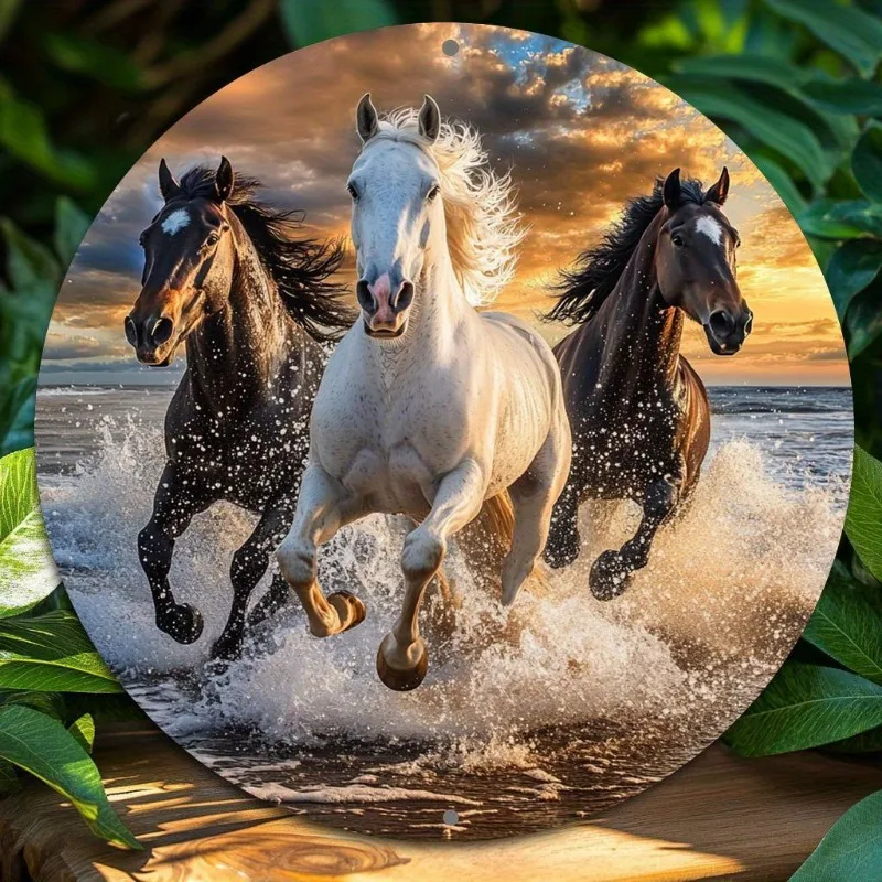 Horse Themed Aluminum Sign, Weatherproof 2D Flat Printed Round Wall Decor for Home, Office & Party, Pre-drilled Easy Install
Horse Themed Aluminum Sign, Weatherproof 2D Flat Printed Round Wall Decor for Home, Office & Party, Pre-drilled Easy Install