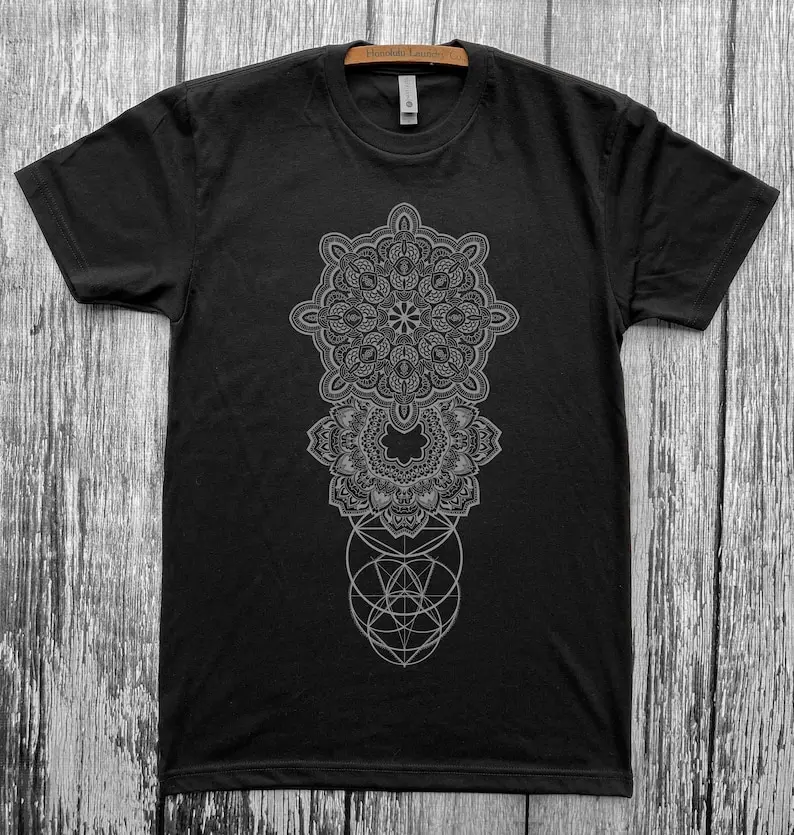 Unisex REALMS Mandala Tee Dotwork Sacred Geometry Psychedelic Symmetry Wolf Skull and Flowers Shirt
Unisex REALMS Mandala Tee Dotwork Sacred Geometry Psychedelic Symmetry Wolf Skull and Flowers Shirt
