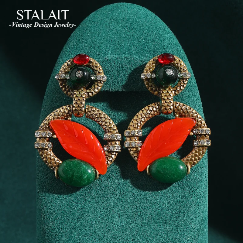 Vintage Large Red Leaf Earrings Gothic Rhinestones Jewelry Boho Statement Dangle For Woman Charm Gold Color Circle Accessories
Vintage Large Red Leaf Earrings Gothic Rhinestones Jewelry Boho Statement Dangle For Woman Charm Gold Color Circle Accessories