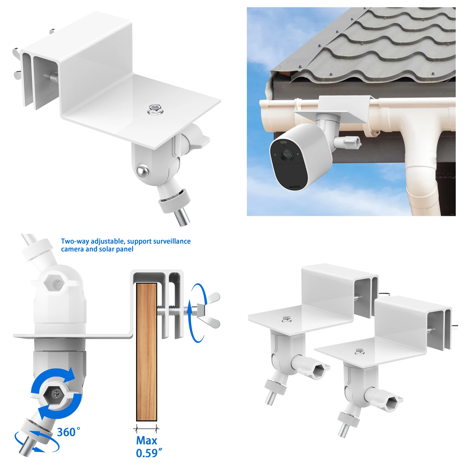 Weatherproof Gutter Mount for Ring Stick Up Cam Battery/Plug-in 3rd Gen/Stick Up Cam Pro Battery&Spotlight Cam/Pro/Plus(Battery)
Weatherproof Gutter Mount for Ring Stick Up Cam Battery/Plug-in 3rd Gen/Stick Up Cam Pro Battery&Spotlight Cam/Pro/Plus(Battery)