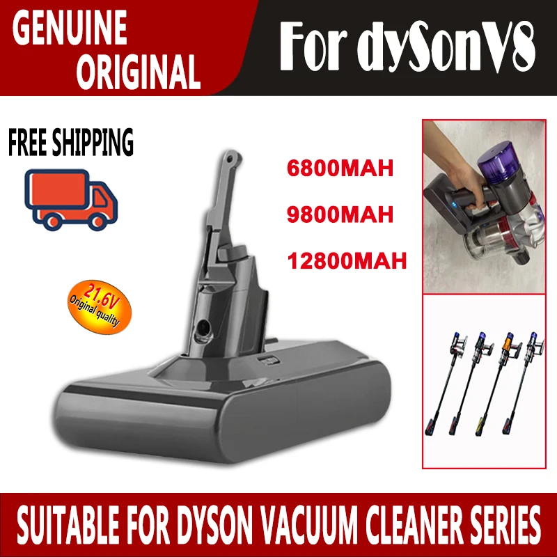 21.6V 6800mAh/9800mAh/12800mAh Rechargeable Li-ion Battery for Dyson V8 Series Handheld Vacuum Cleaner Replacement.
21.6V 6800mAh/9800mAh/12800mAh Rechargeable Li-ion Battery for Dyson V8 Series Handheld Vacuum Cleaner Replacement.