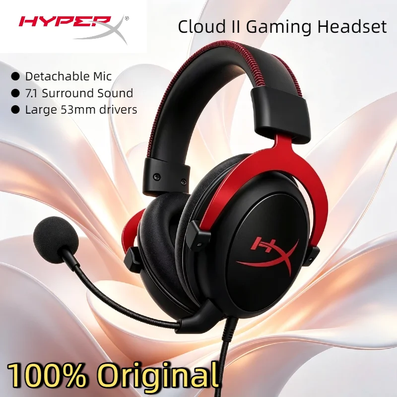 HyperX Cloud II Wired Headset Hi-Fi Stereo Sound Memory Foam Ear Pads Detachable Noise Cancelling Mic For PS5 PC PS4
HyperX Cloud II Wired Headset Hi-Fi Stereo Sound Memory Foam Ear Pads Detachable Noise Cancelling Mic For PS5 PC PS4
