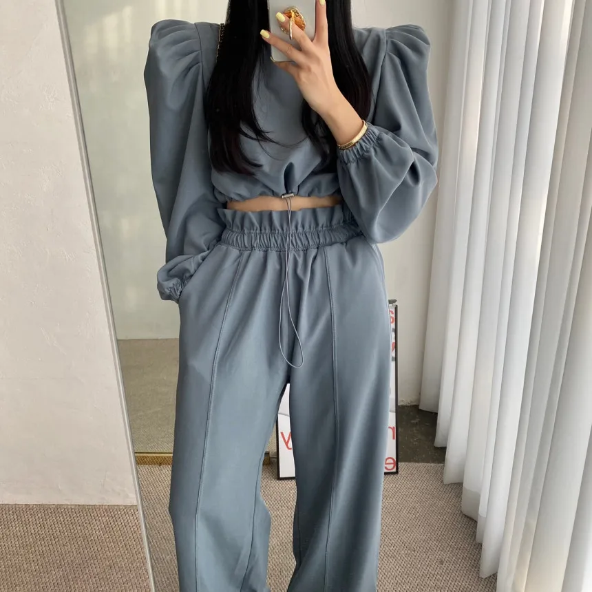 Women's Bubble Sve Hoodie High Waist Dstring Waist Flared Pants Set Loose Fit Casual Faion Autumn Cotton Blend
Women's Bubble Sve Hoodie High Waist Dstring Waist Flared Pants Set Loose Fit Casual Faion Autumn Cotton Blend