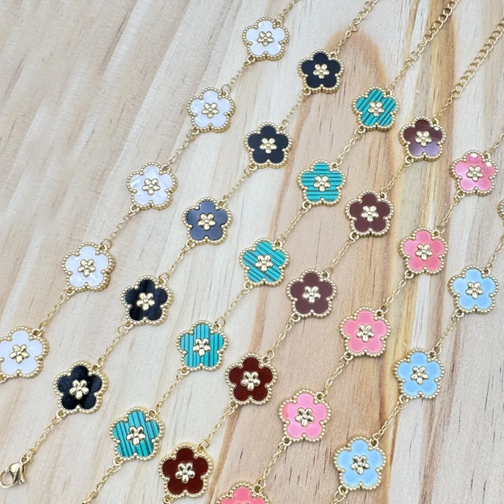 Stainless Steel Women's Clover Bracelet Personality Double Sided Five Leaf Petals Plant Adjustable Chain Party Birthday Jewelry
Stainless Steel Women's Clover Bracelet Personality Double Sided Five Leaf Petals Plant Adjustable Chain Party Birthday Jewelry