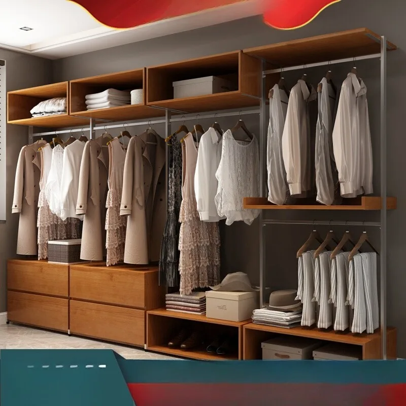 Metal wardrobe, household bedroom full wall-mounted cloakroom, solid wood custom steel frame open
Metal wardrobe, household bedroom full wall-mounted cloakroom, solid wood custom steel frame open