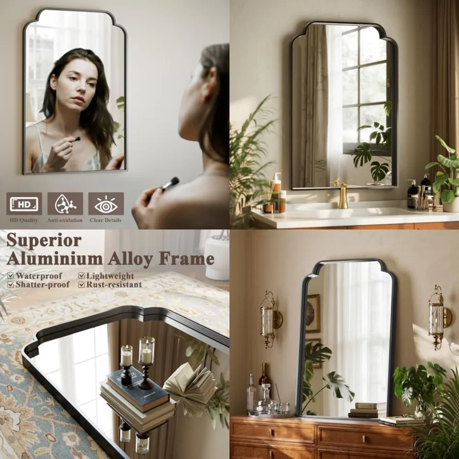 Petal Arch Bathroom Mirror Modern Metal Frame Vanity Mirror with Scalloped Edge for Over Sink, Bedroom, Living Room, Entryway,
Petal Arch Bathroom Mirror Modern Metal Frame Vanity Mirror with Scalloped Edge for Over Sink, Bedroom, Living Room, Entryway,