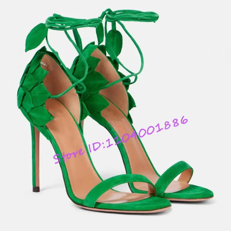 Green Suede High Heel Women's Sandals Summer New Leaves Design Stiletto Heels Fashion Designer Summer Open Toe Party Lady Shoes
Green Suede High Heel Women's Sandals Summer New Leaves Design Stiletto Heels Fashion Designer Summer Open Toe Party Lady Shoes