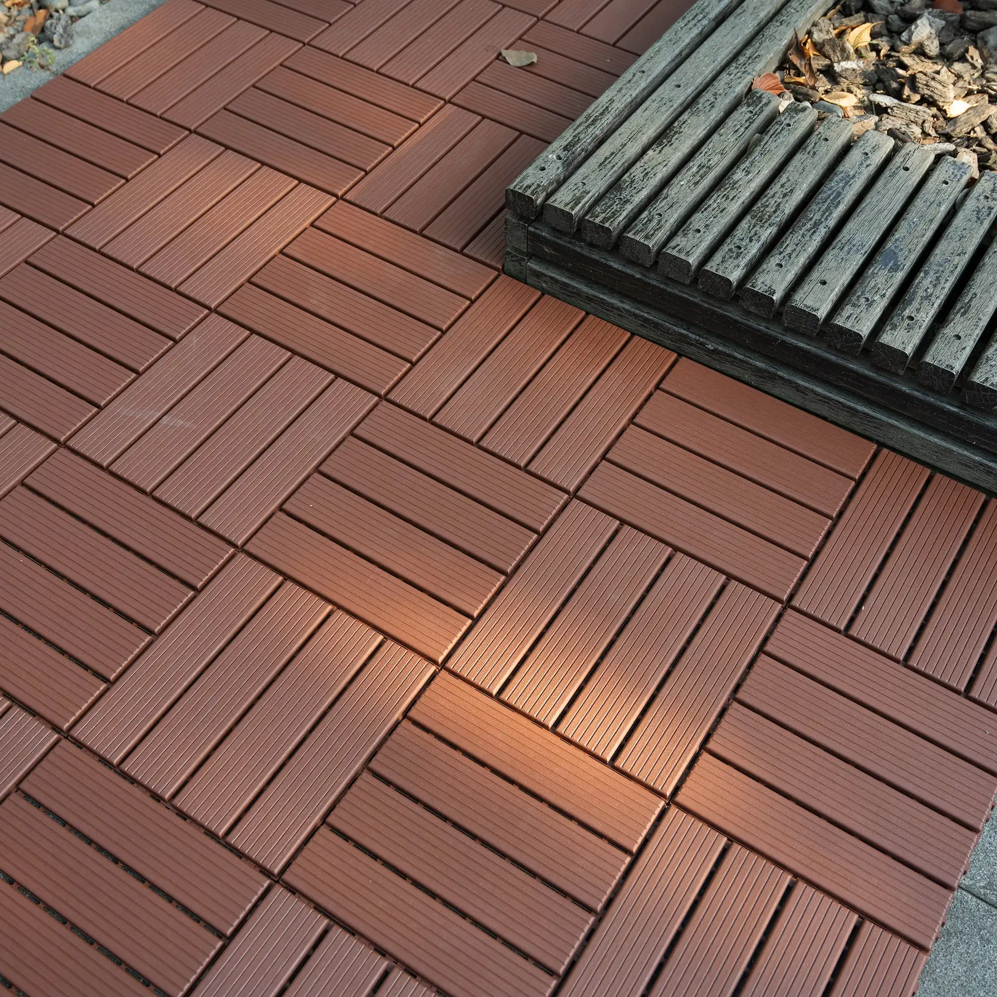 Miniyam 44 Pcs Interlocking Deck Tiles, 12" x 12", Polypropylene, for Outdoor Balcony Garden Brown
Miniyam 44 Pcs Interlocking Deck Tiles, 12" x 12", Polypropylene, for Outdoor Balcony Garden Brown