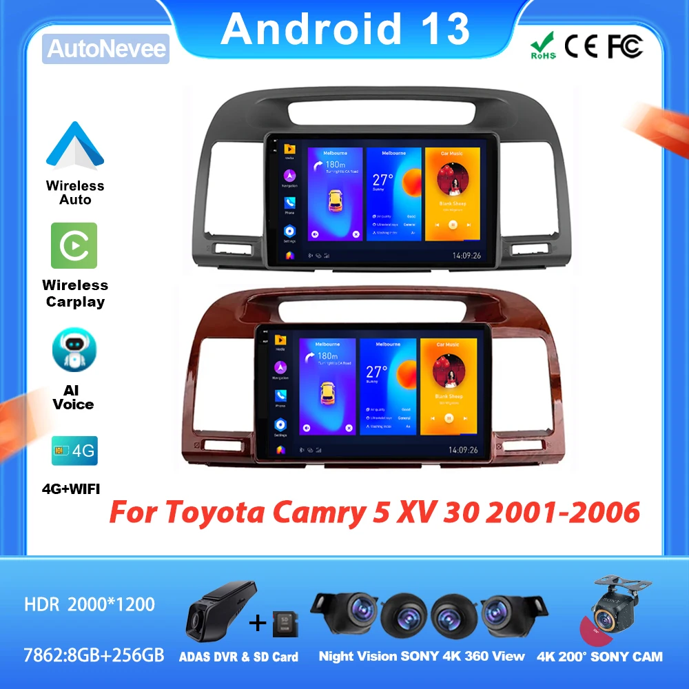 Car Radio Android For TOYOTA CAMRY 5 XV 30 2001-2006 Multimedia Center Stereo Receiver GPS Navigation Bluetooth 5G DVD Wifi CPU
Car Radio Android For TOYOTA CAMRY 5 XV 30 2001-2006 Multimedia Center Stereo Receiver GPS Navigation Bluetooth 5G DVD Wifi CPU