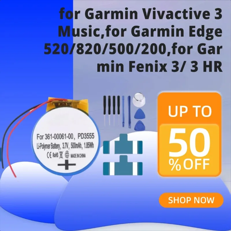 Replacement Battery for Garmin Fenix 1/ 2,for Garmin Vivactive 3 Music,for Garmin Edge 520/820/500/200,for Gar min Fenix 3/ 3 HR
Replacement Battery for Garmin Fenix 1/ 2,for Garmin Vivactive 3 Music,for Garmin Edge 520/820/500/200,for Gar min Fenix 3/ 3 HR