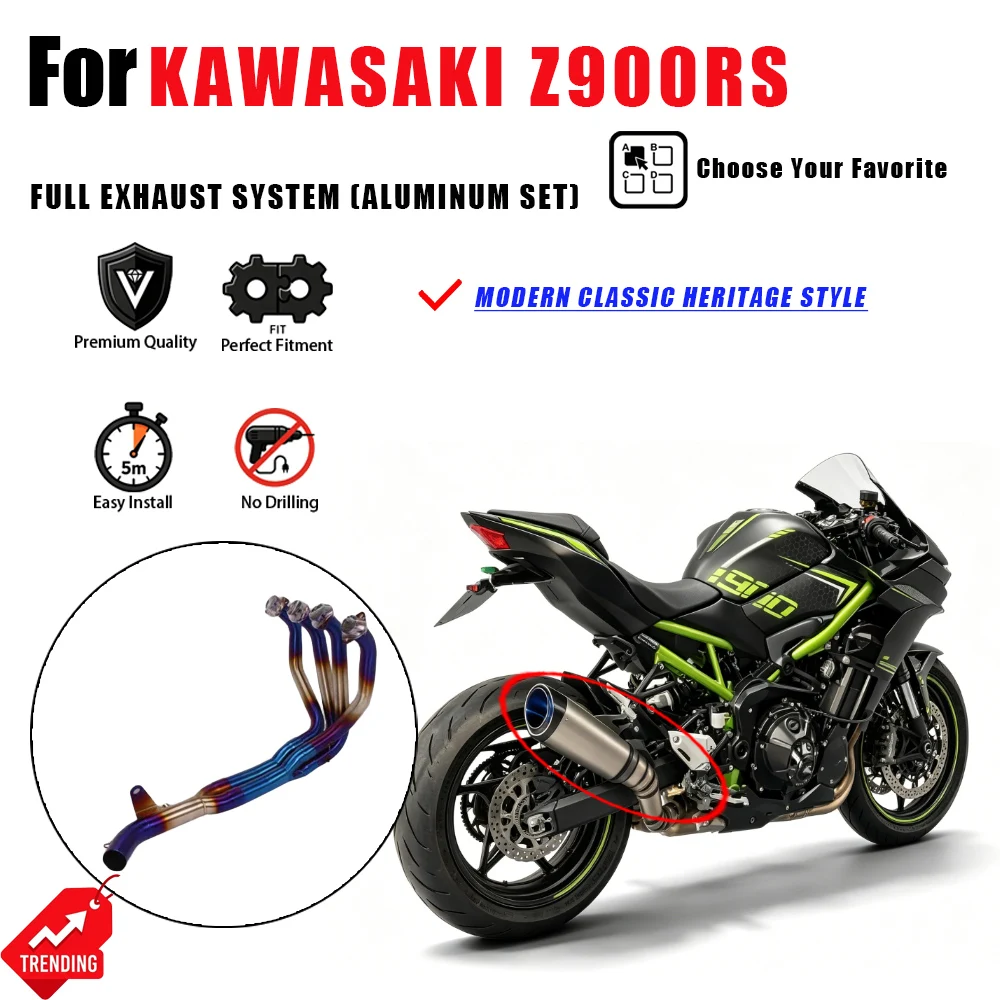 For Kawasaki Z900RS Motorcycle Exhaust System Aluminum Alloy Header Mid Pipe Full Set Escape Moto Accesorios Scarico Parts
For Kawasaki Z900RS Motorcycle Exhaust System Aluminum Alloy Header Mid Pipe Full Set Escape Moto Accesorios Scarico Parts