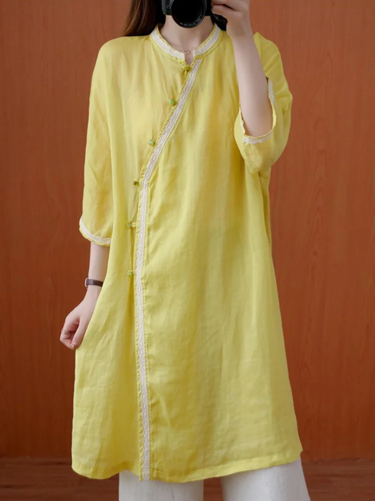 Хлопково-льняной женский модный летний свободный асимметричный шелковый чайный костюм средней длины большого размера на пуговицах Che...
Хлопково-льняной женский модный летний свободный асимметричный шелковый чайный костюм средней длины большого размера на пуговицах Che...