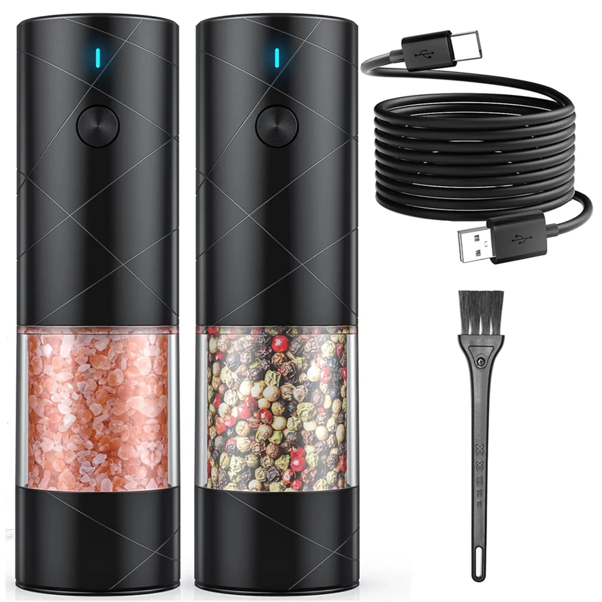 Electric Salt and Pepper Grinder Set USB Rechargeable with Warm LED Light Adjustable Coarseness Salt Pepper Mill Grinder
Electric Salt and Pepper Grinder Set USB Rechargeable with Warm LED Light Adjustable Coarseness Salt Pepper Mill Grinder