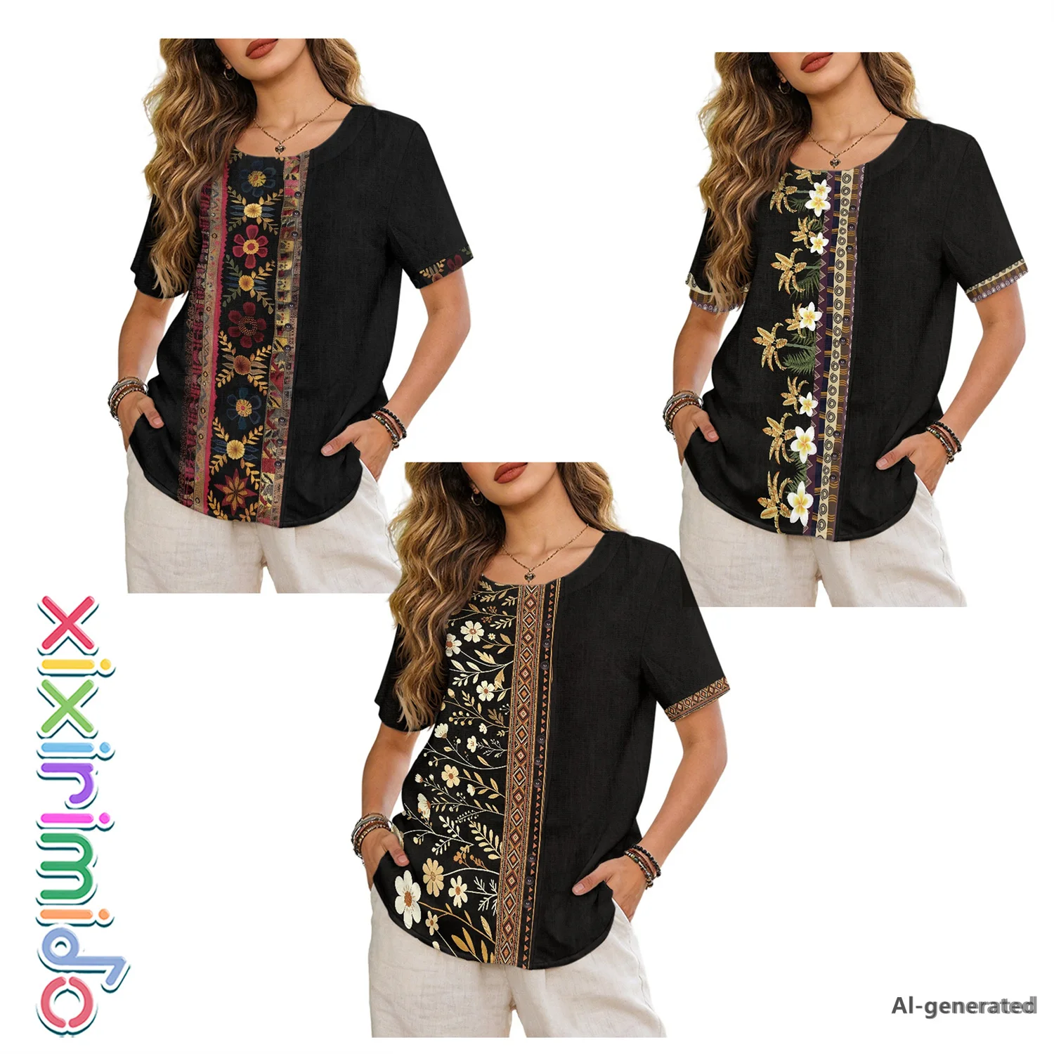 XIXIRIMIDO Women's Linen Sleeve Crew Neck Short Sleeve Shirt Ethnic Style Prints Plus Size Casual Homewear Tops Shirts 2026
XIXIRIMIDO Women's Linen Sleeve Crew Neck Short Sleeve Shirt Ethnic Style Prints Plus Size Casual Homewear Tops Shirts 2026