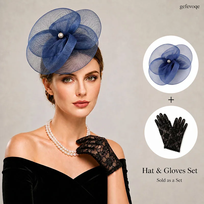 2Pcs Womens Fascinator Hat Lace Gloves Set for Tea Party Derby Wedding
2Pcs Womens Fascinator Hat Lace Gloves Set for Tea Party Derby Wedding
