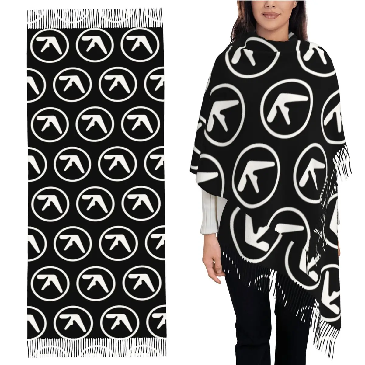 Aphex Twin креативный шарф с логотипом Y2K, шарфы с кисточками, женские мягкие теплые шали и накидки, большая осенне-зимняя шаль
Aphex Twin креативный шарф с логотипом Y2K, шарфы с кисточками, женские мягкие теплые шали и накидки, большая осенне-зимняя шаль