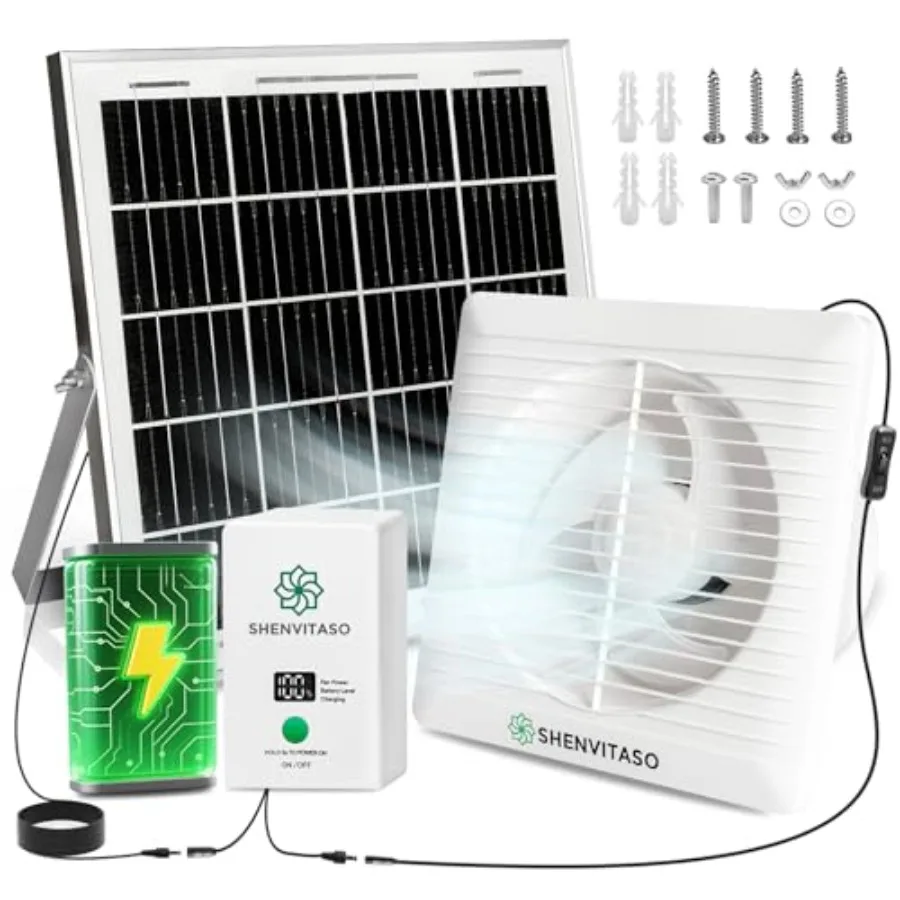 Solar Powered Exhaust Fan Kit 25W " Ventilation Fan with Battery Backup Up to 9‑Hour Runtime 430CFM IP44 Waterproof for Chicken
Solar Powered Exhaust Fan Kit 25W " Ventilation Fan with Battery Backup Up to 9‑Hour Runtime 430CFM IP44 Waterproof for Chicken