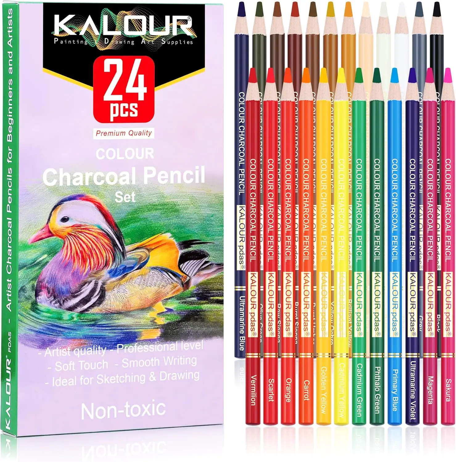 24 Premium Colored Charcoal Pencils Set - Skin Tones, Soft Core, for Sketching & Blending, Artists & Beginners
24 Premium Colored Charcoal Pencils Set - Skin Tones, Soft Core, for Sketching & Blending, Artists & Beginners