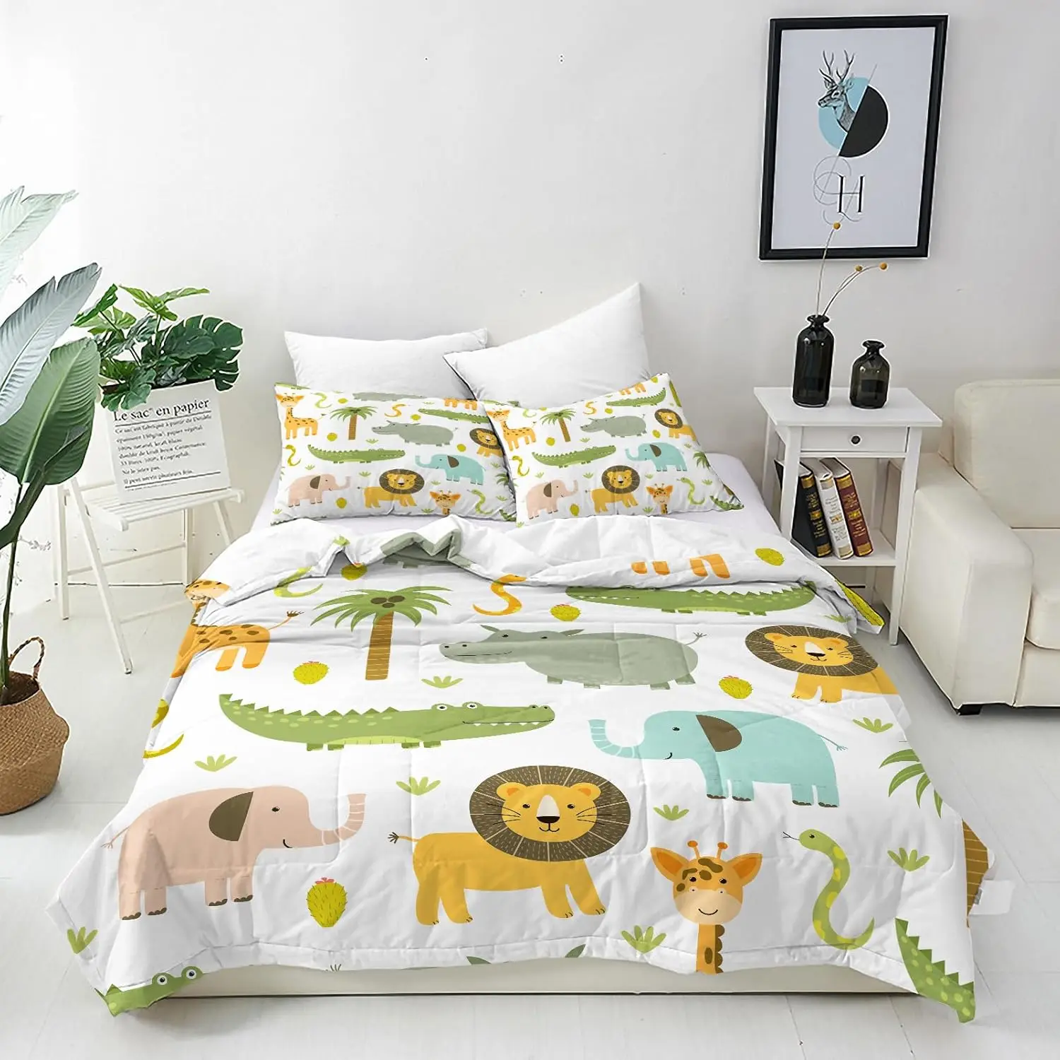 Safari Animal Duvet Cover Set Lion Elephant Giraffe Bedding Set with 2 Pillowcases Zipper Closure 3-Piece Quilt Cover Single
Safari Animal Duvet Cover Set Lion Elephant Giraffe Bedding Set with 2 Pillowcases Zipper Closure 3-Piece Quilt Cover Single